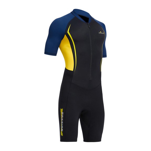 Traje de buceo corto para hombre de neopreno de 1,5 mm, resistente al sol, de manga corta y con cremallera frontal. XXXL