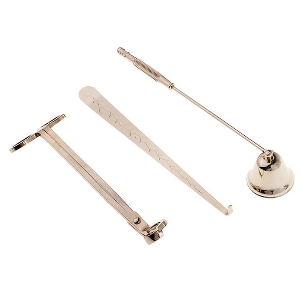 Billuyoard Juego de herramientas de accesorios para velas, recortador de mecha de de acero inoxidable, 3 uds. Artesanía Oro