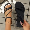 thumbnail image 6 of Xdegoge Summer Shoes for Women Open Toe Flat Sandals Asymmetrical Strappy Design Elastic Slingback Casual Beach Vacation Footwear, 6 of 8