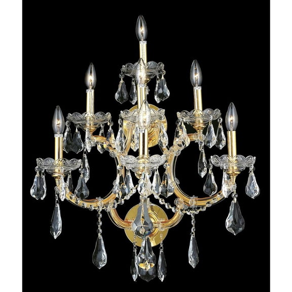 Maria Theresa 7 light Gold Wall Sconce Clear Royal Cut Crystal