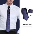 thumbnail image 3 of Suit Shirt Accessories Men's Tie Kerchief Cufflink Set Plaid Print Silky Smooth Necktie Pocket Squares Formal Business Style Accessories for Wedding, 3 of 7