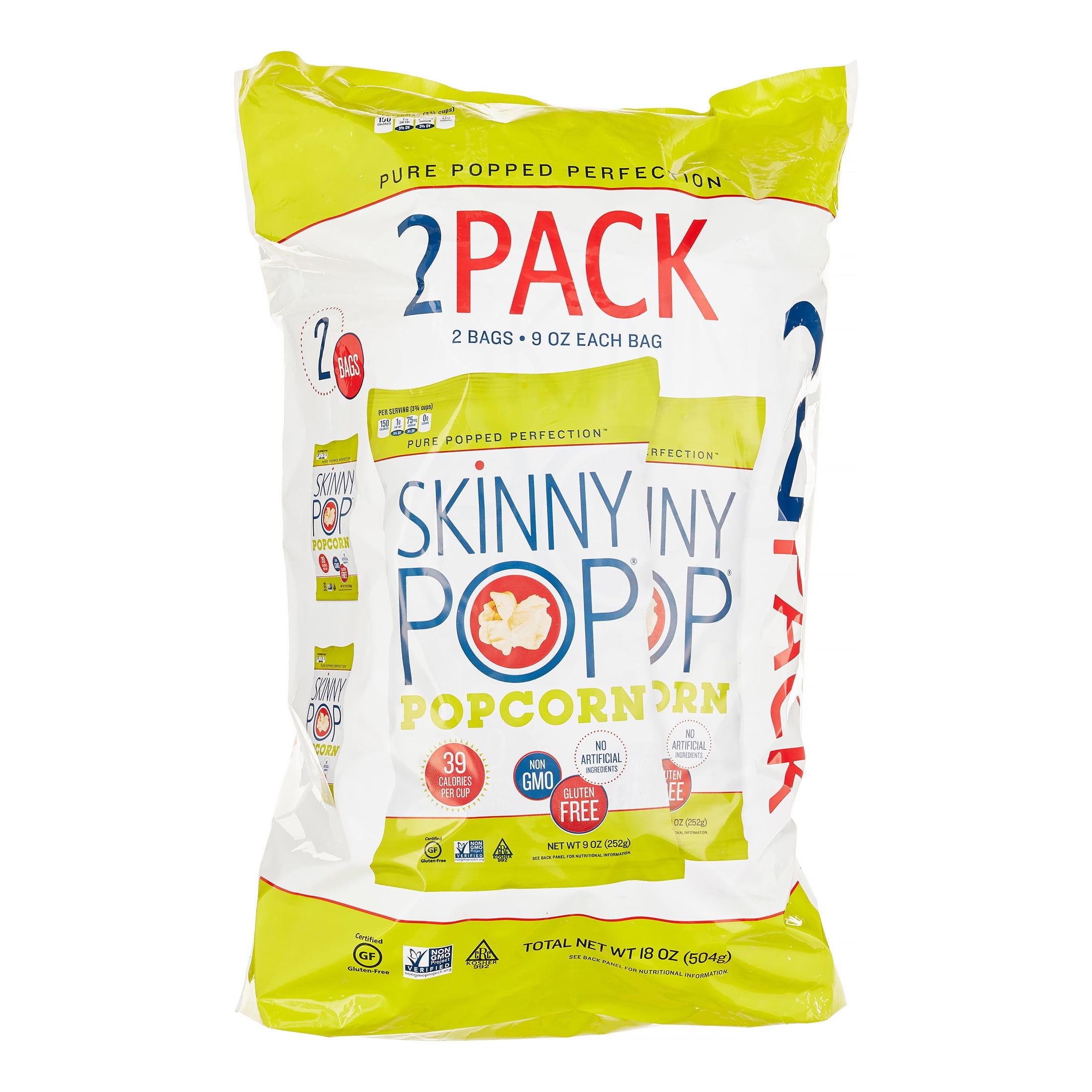 Skinny Pop Popcorn, Original, 9 Oz Bags, 2 Ct