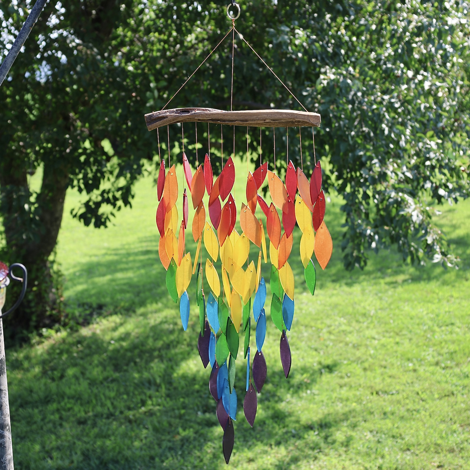 Blue Handworks Glass Wind Chime Deluxe Rainbow Waterfall Wind Chime for Outside