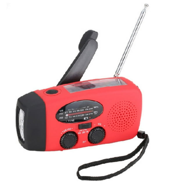 Klonfd Solar Radio Am/FM Radio Emergency Solar With Crank Mobile Power 2000MAH LED Flashlights Am/FM/NOAA Weather Alert Charging Methods Weather