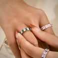 thumbnail image 4 of JeenMata 10 Carat Emerald Cut July Birthstone - Multicolor Eternity Wedding Ring - Ruby & Cubic Zirconia Birthstone Rings for Women in 18K White Gold Plating, Gift for Her, 4 of 11