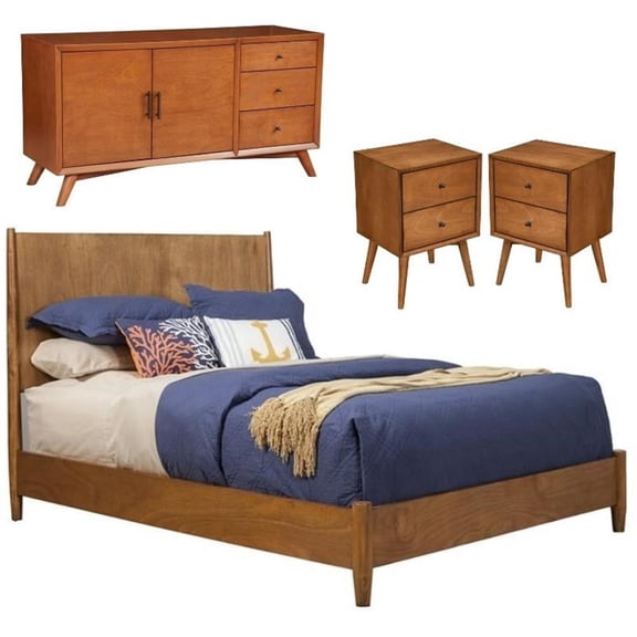 Home Square 4 Piece Set with Sideboard Standard King Panel Bed & Nightstand
