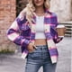 thumbnail image 4 of Puntoco Tops de chaqueta sin sombrero con estampado de cuadros sueltos de moda para mujer Puntoco Puntoco-1, 4 of 8