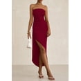 thumbnail image 4 of Vestido PRETTYGARDEN ajustado fruncido con hombros descubiertos, rojo vino, XXL, 4 of 9