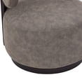 thumbnail image 4 of Christopher Knight Home 360° Swivel Leather Barrel Accent Chair with Rubberwood Base, Gray, 4 of 12