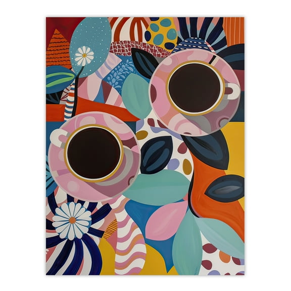 Abstract Trippy Coffee Cups Pop Art Pattern Kitchen Large Wall Art Poster Print Thick Paper 18X24 Inch