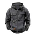 thumbnail image 3 of Naughtyhood Hoodies for Men Men Casual Fashion Solid Multi-Pocket Zipper Long Sleeve Blouse Hoodie Sweatshirts, 3 of 4