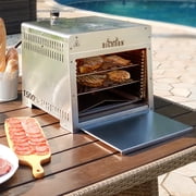 Big Horn Outdoor Silver Tabletop Propane Gas Grill with Adjustable Grill Grate