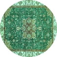 thumbnail image 1 of Ahgly Company Indoor Round Abstract Turquoise Blue Modern Area Rugs, 5' Round, 1 of 4