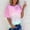 Pink, variant on QUNYINEY Short Sleeve Womens Tops Casual Crew Neck Pullover Gradient Tops Loose Women Tops