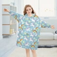 thumbnail image 4 of Wearable Blanket Hoodie for Kids Rainbow White Unicorn Flower Flannel Hooded Blanket with Pockets and Sleeves Suitable for Boys and Girls, 4 of 7
