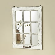 Distressed Wood Windowpane Mirror - Rustic Home Decoration - White