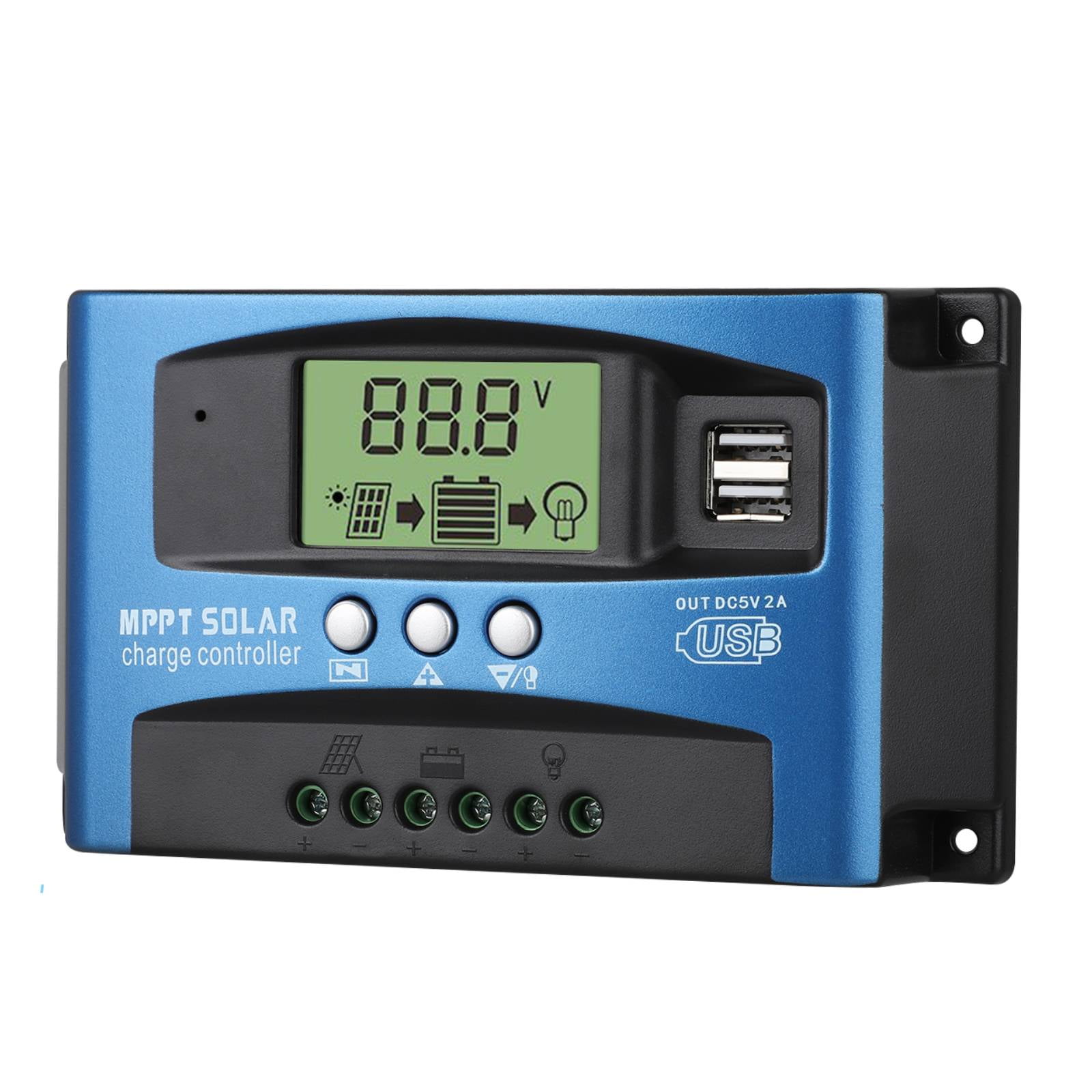 MPPT Solar Panel Regulator Charge Controller Auto Tracking Dual USB 30-100A 24V 