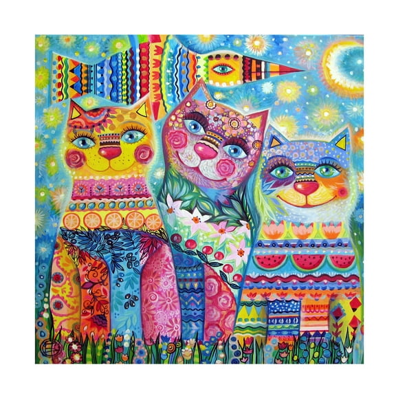 Trademark Fine Art 'Deco Cats' Canvas Art by Oxana Ziaka