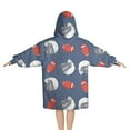 thumbnail image 2 of Blue Football Helmets and Balls Pattern Blanket Hoodies for Kids 6-13YR Oversize Wearable Blanket Hoodies for Boys Girls Teens, 2 of 7