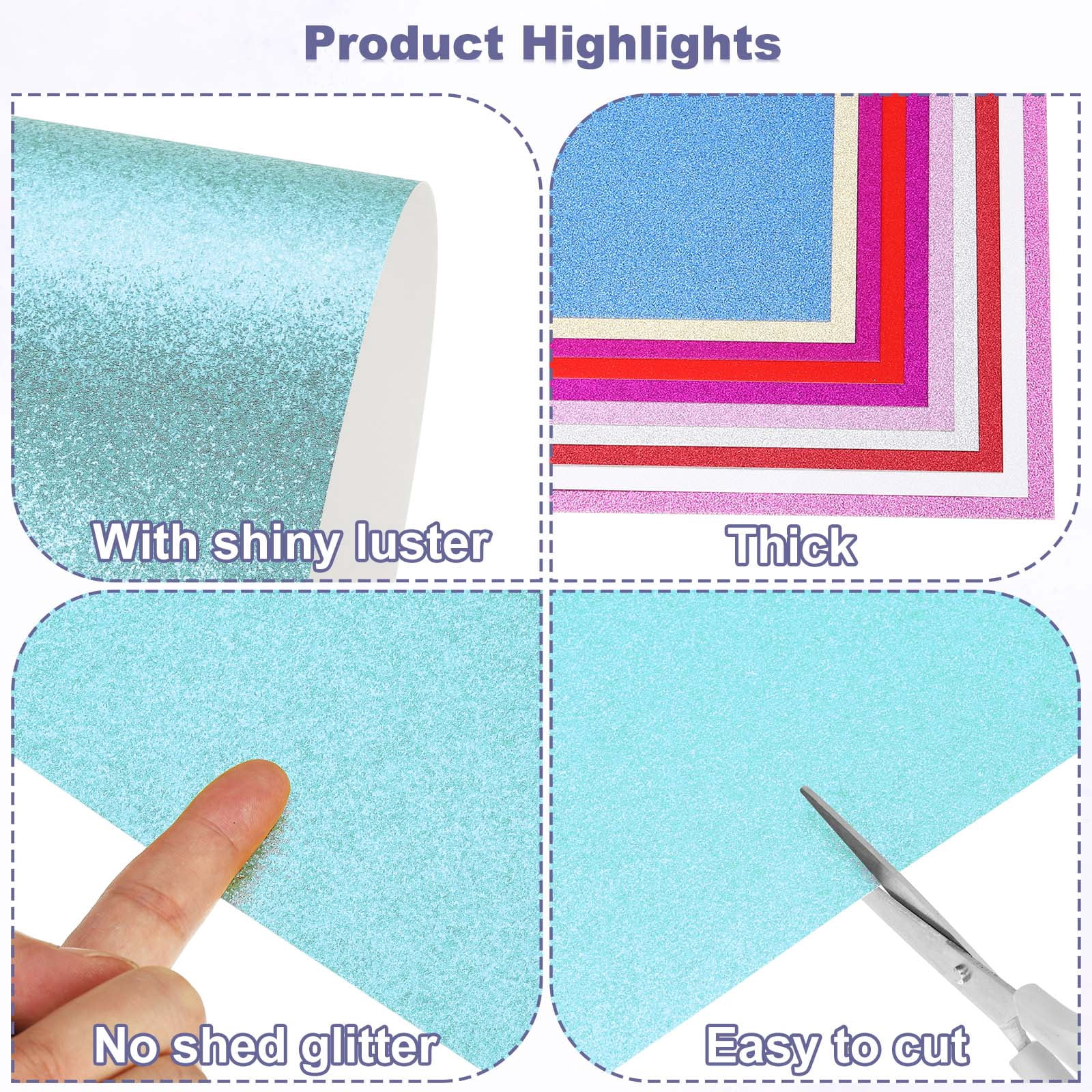 20Sheets Lake Blue Glitter Cardstock, 8.3x11.7 in A4 Glitter Paper Card Stock Shiny Scrapbook 250gsm Sparkly Paper Large Shimmer for Crafts Scrapbook DIY Art Wedding Party