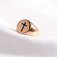thumbnail image 3 of PAURO Cross Rings for Men Women Black Silver Rose Gold Plated Pinky Cool Simple Personalized Statement Dainty Circle Jewelry Rose Gold Size 5, 3 of 6