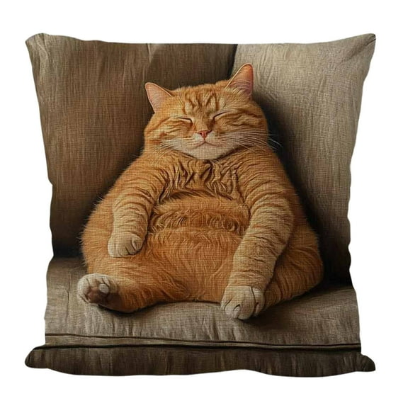 TanSiDing 1pcs 3D Cat Print Pillow Cover - Realistic Embossed Pet Design, Soft Linen Blend Cushion Case with Hidden Zipper for Sofa Living Room Decor 45*45cm
