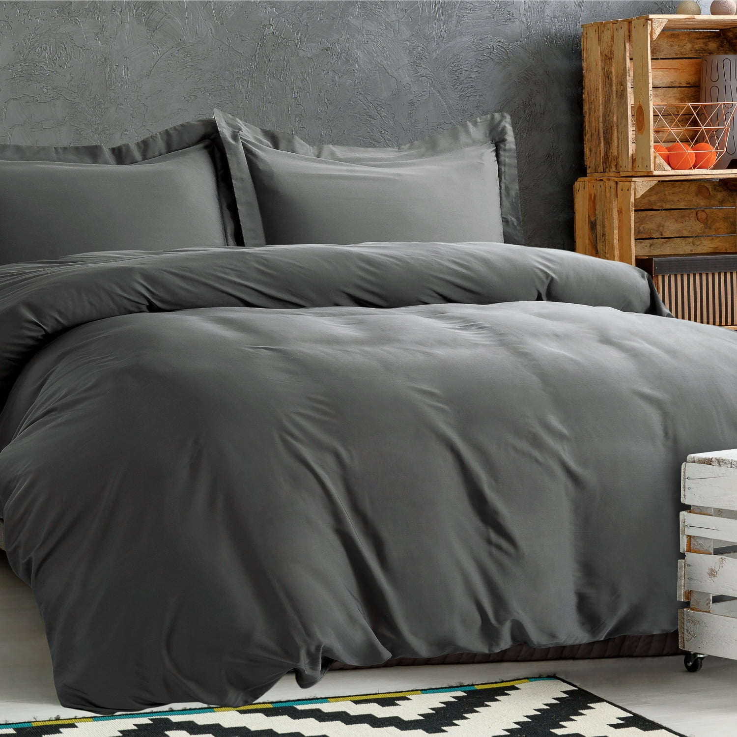 100 Viscose From Bamboo Duvet Cover King 3 Piece Gray Duvet Cover