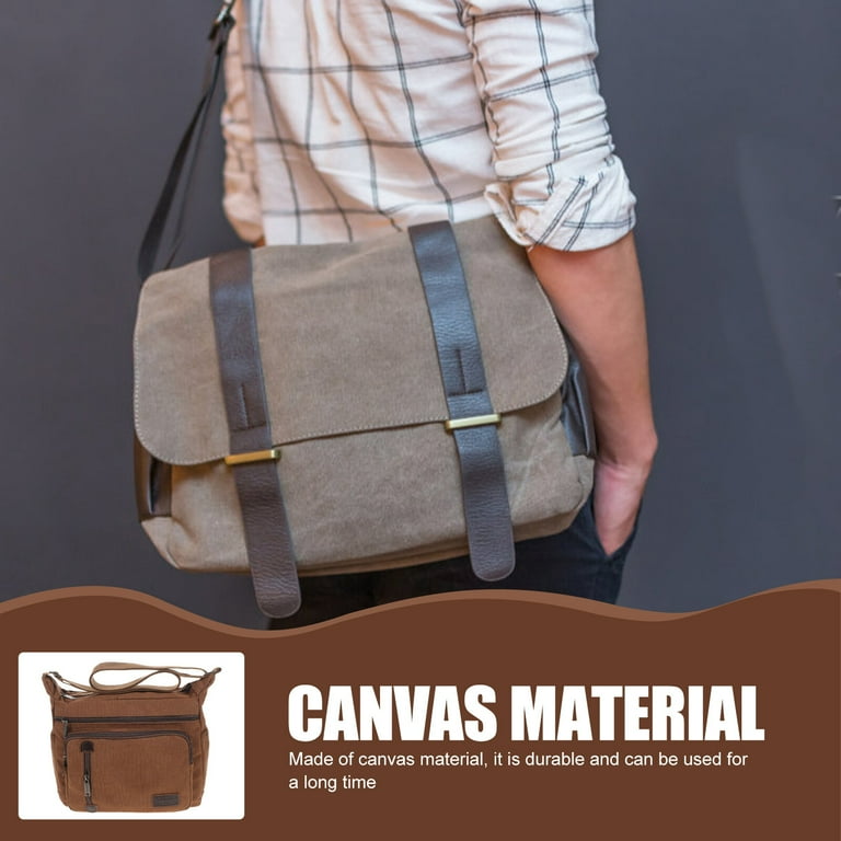 Men'S Shoulder Bag,Simple Canvas Messenger Bags Men Satchel-Black 