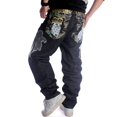 thumbnail image 3 of Ruiatoo Baggy Jeans for Men Classic Relaxed Fit Vintage Hip Hop Skateboard Pants with Embroidery 020 Black Size 42, 3 of 5