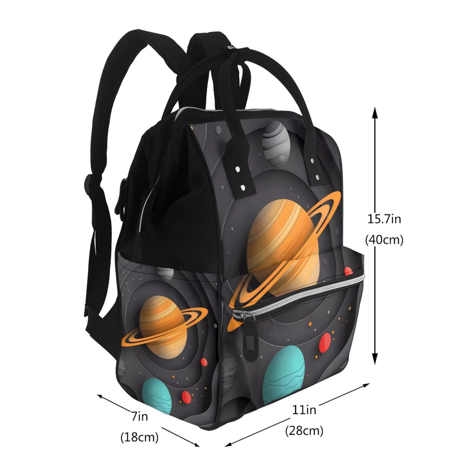 Ratiio Solar System Paper Art Mummy Backpack - Waterproof Twill Canvas, Large Capacity Diaper Bag with Multiple Pockets and Adjustable Straps