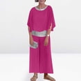 thumbnail image 7 of Vacation Outfits for Women Summer Lounge Sets 2 Piece Sequins Splice Oversized Set 3/4 Sleeve Tops and Wide Leg Capri Pant Set, 7 of 7