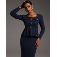 thumbnail image 4 of Vestido BELLA BARNETT Maxi azul de manga larga de tweed para mujer, 4 of 5