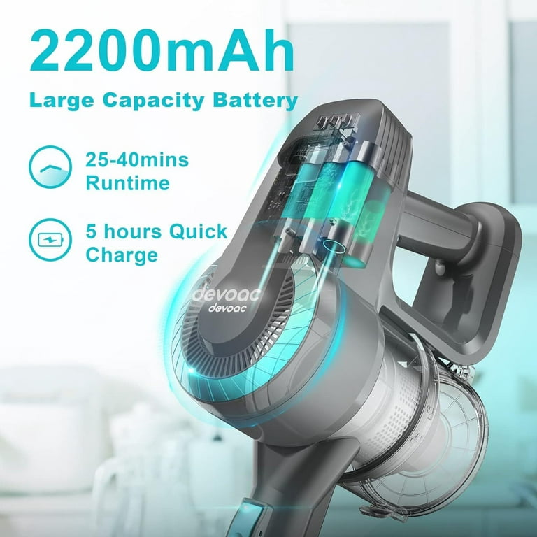 Inse Cordless Vacuum Cleaner, 6-in-1 Lightweight Stick Vacuum Up to 45min Runtime, Vacuum Cleaner with 2200mAh Rechargeable Battery, Powerful Cordless