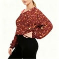 thumbnail image 6 of HAPIMO Off The Shoulder Sweatshirts for Women Sequin Cropped Tops Loose Long Sleeve Sweatshirts Casual Solid Sparkly Blouses Wine XXL, 6 of 8
