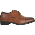 thumbnail image 4 of bravo! Boy Dress Shoe KING-6 Classic Lace Up Oxford Cap Toe with Leather Sock Cognac, 4 of 7