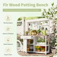 thumbnail image 3 of Ergonomic Potting Bench Table with Hutch, Wooden Gardening Workstation featuring 5 Shelves, 1 Drawer, 1 Bottom Cabinet & 7 Hooks for Patio & Garden Storage, White, 3 of 9