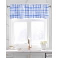 thumbnail image 2 of Buffalo Plaid Blue Linen Curtain Valance for Bedroom/Bathroom/Kitchen/Office/Living/Dining Room Window,Farmhouse Country Checkered Lattice Rod Pocket Topper Decorative Cafe Drapes Panel 54"x18", 2 of 6