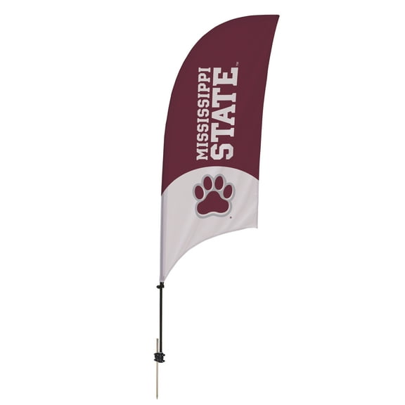 Mississippi State Bulldogs 7.5' College Sports Printed Feather Flag with Spike Base - NCAA Licensed - Super Polyester - School Banner (Maroon, Black, Gray)