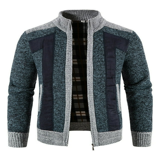 Cardigan pour Homme à Fermeture Éclair Intégrale, Col Montant, Coupe Ajustée, Chandail Tricoté Décontracté