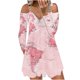 thumbnail image 1 of Vestido de manga larga con estampado de tirantes con cremallera y cuello en V para mujer Pompotops hdfakjf7017, 1 of 5