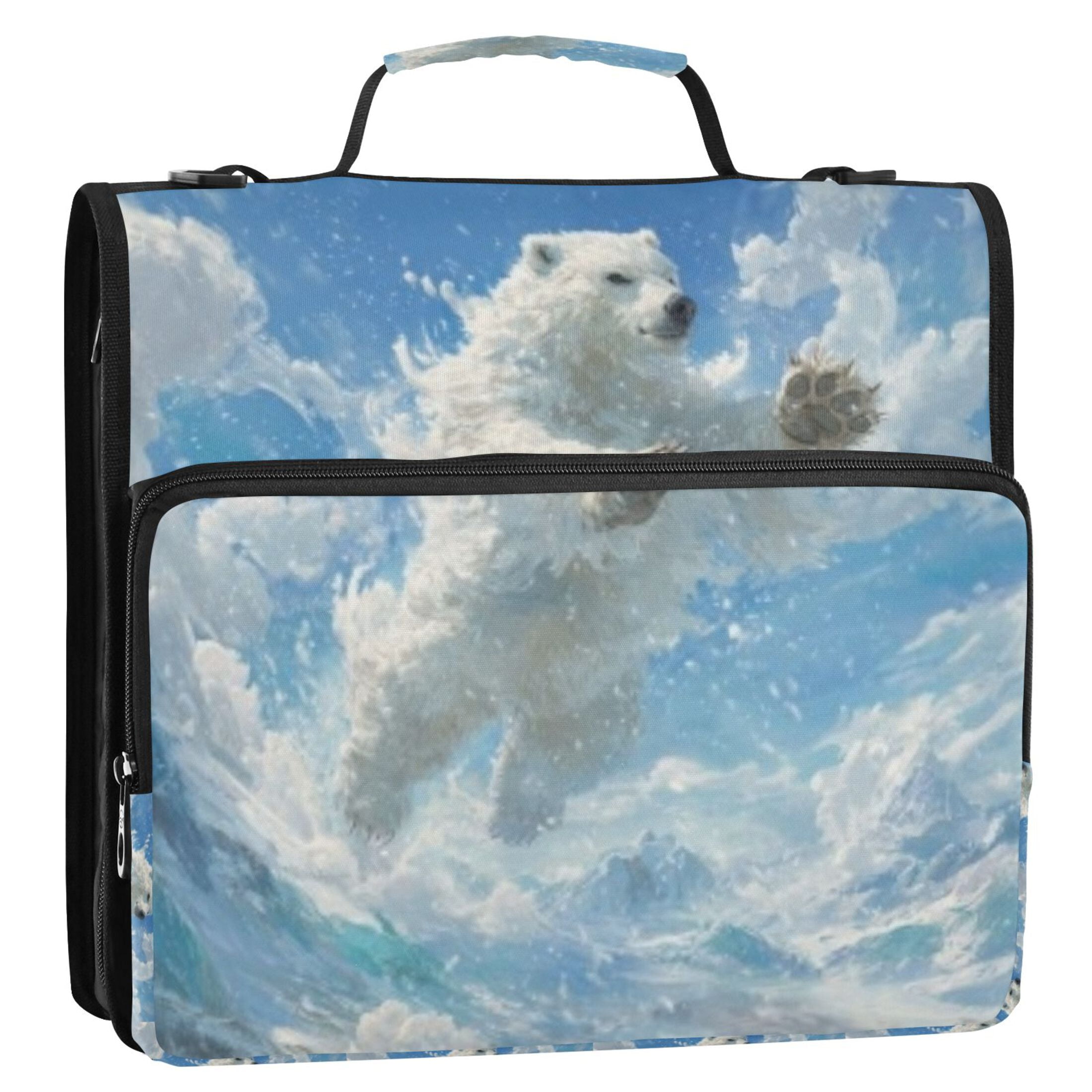 DIXRUYEE Zipper Binder trapper keeper Documents Organized Leap Polar Bear Printed