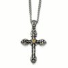 Stainless Steel Antiqued Yellow Ip-Plated D/C Center Cross Necklace