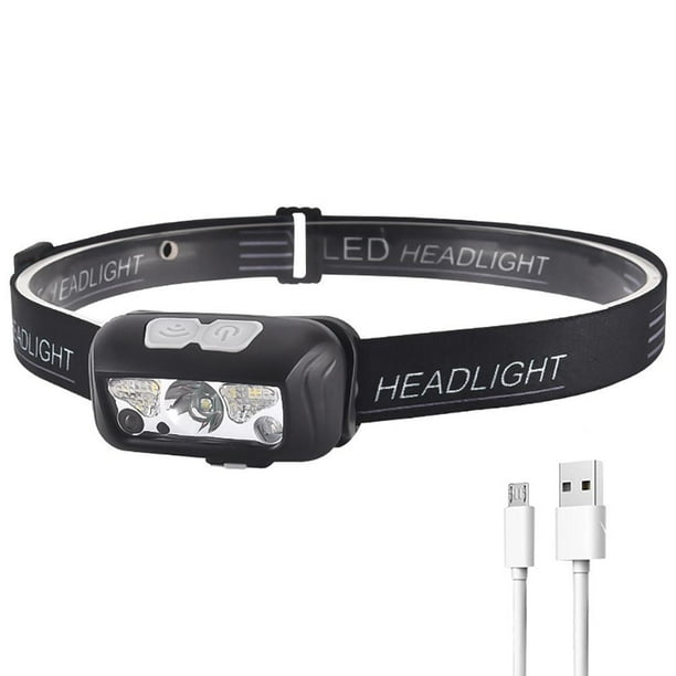 Linterna frontal LED XPE inteligente con detección de ondas COB, resistente al agua
