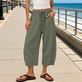 thumbnail image 2 of Women's Pants Elastic Waist Loose Banana Shaped Cropped Summer Pants for Women Green 2Xl, 2 of 6