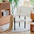 thumbnail image 3 of TrumanPick Modern Boucle Dining Chair, Upholstered Dinner Sherpa Chairs with Metal Legs&Curved Backrest for Kitchen, White, 3 of 8