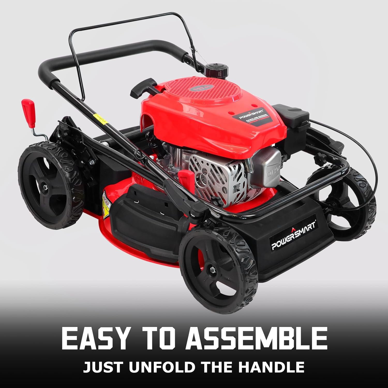 PowerSmart 18" 144CC Gas-Powered 3-in-1 Walk Behind Lawn Mower – Easy Start, Foldable, Ideal for Yards Up to 1/4 Acre