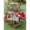 thumbnail image 3 of Outdoor Tablecloth with Umbrella Hole and Zipper, Red Christmas Snowman Round Table Cloth 54 Inch Waterproof Tablecloth, Xmas Botanical Birds Snowflake Picnic Table Cover for Patio Camping, 3 of 7