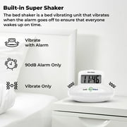 Sonic Alert - Sonic Shaker Portable Super Loud Digital Alarm Clock for Heavy Sleepers, Compact Design, White