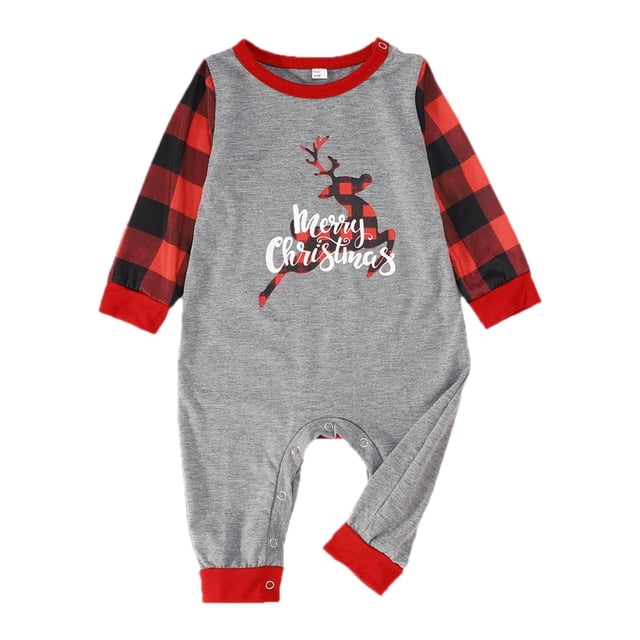 AWZXDE Christmas Pajamas Pajamas for The Whole Family Set Family Christmas Pajamas With Family Set Christmas Print Top And Plaid Pants Infant,9 Months