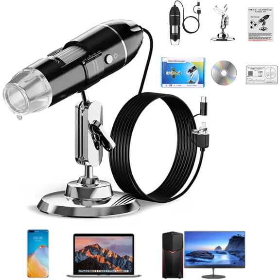 Digital HD Microscope 50x-1600x Magnification Pc & Phone Connectable, USD High Definition Digital Microscope, Mini Coin Magnifier Camera Compatible with Smartphones, Computers (1pcs)
